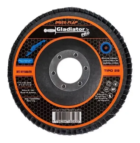 DISCO DE DESBASTE Y PULIDO GRANO 80 TIPO 29 4 1/2" X 7/8